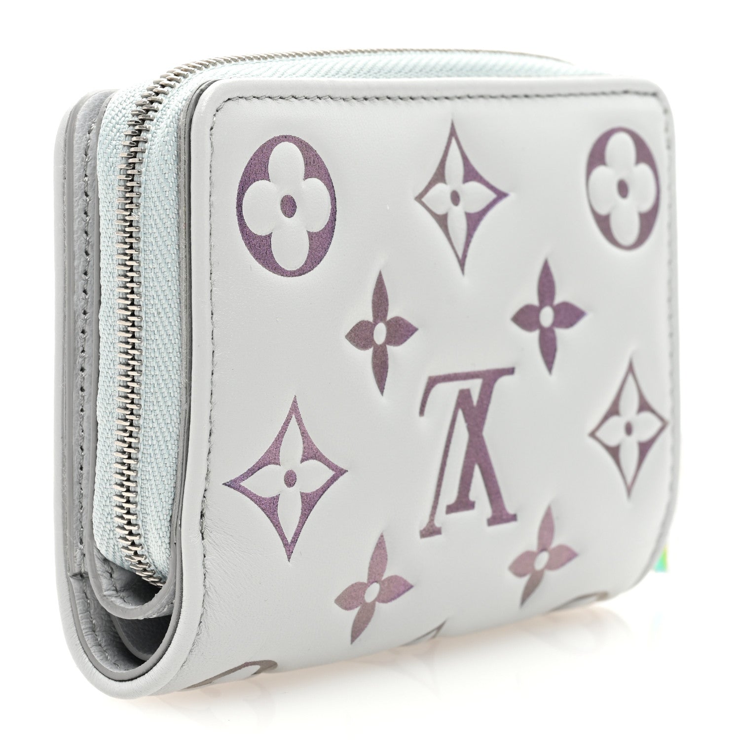 Louis Vuitton Lambskin Embossed Monogram LV Ski Lou Coussin Wallet Gray 3 of 6