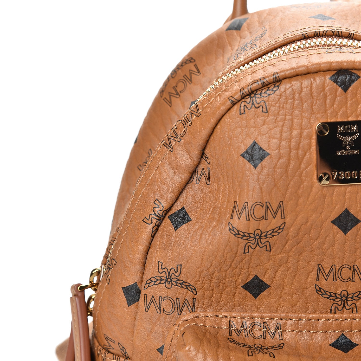 MCM Visetos Side Stud Mini Stark Backpack Cognac 10 of 11