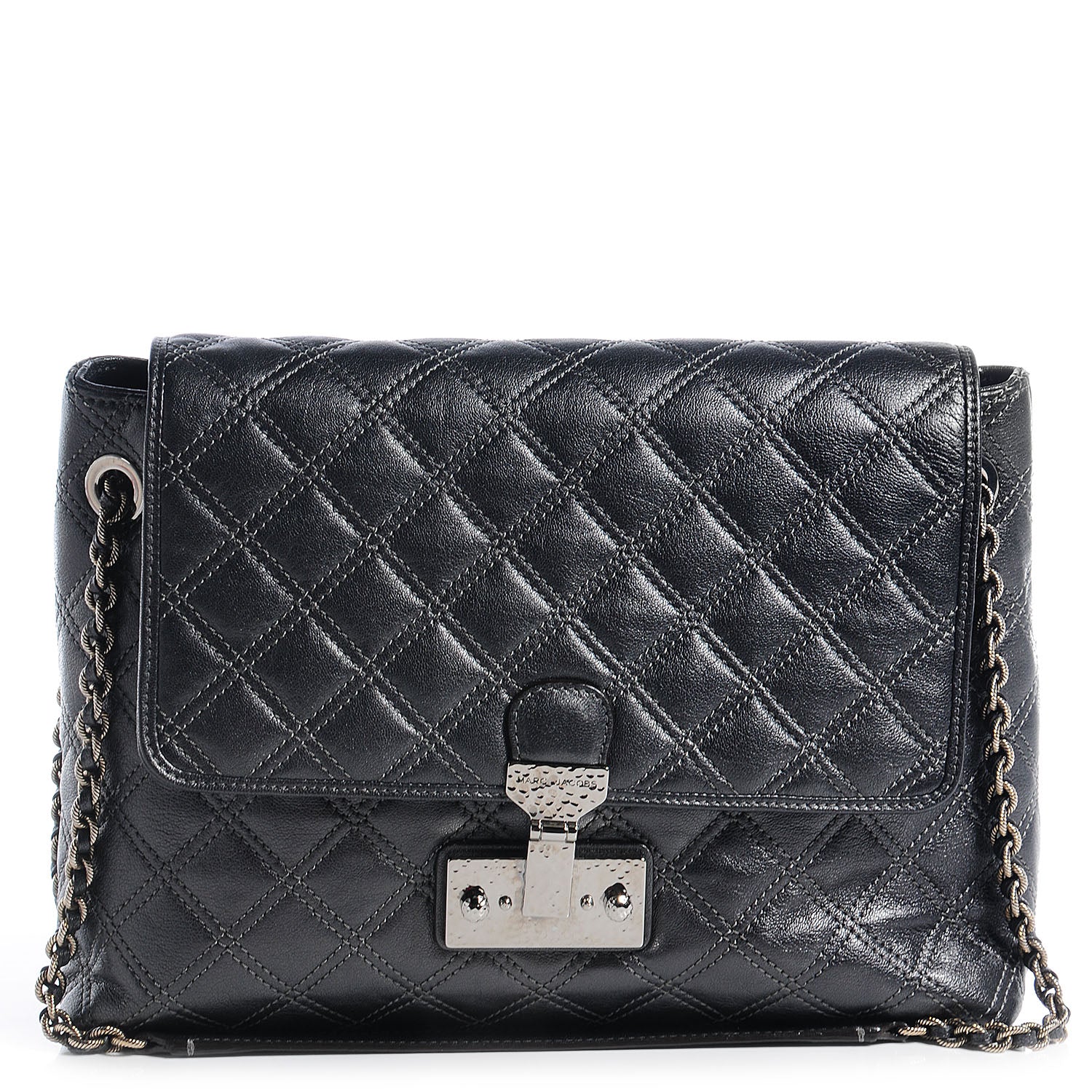 Marc Jacobs Lacquered Lambskin Baroque The XL Single Flap Pearl Anthracite 1 of 10