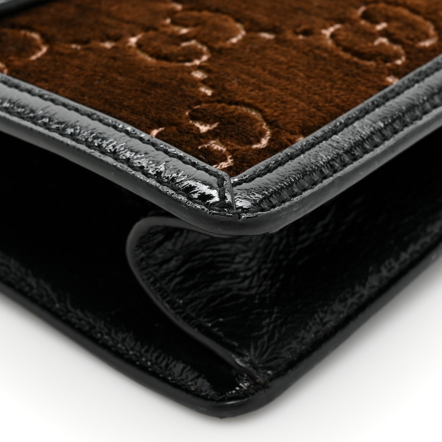 Gucci Velvet GG Monogram Web Small Sylvie Shoulder Bag Brown Black Oro Vecchio 15 of 17