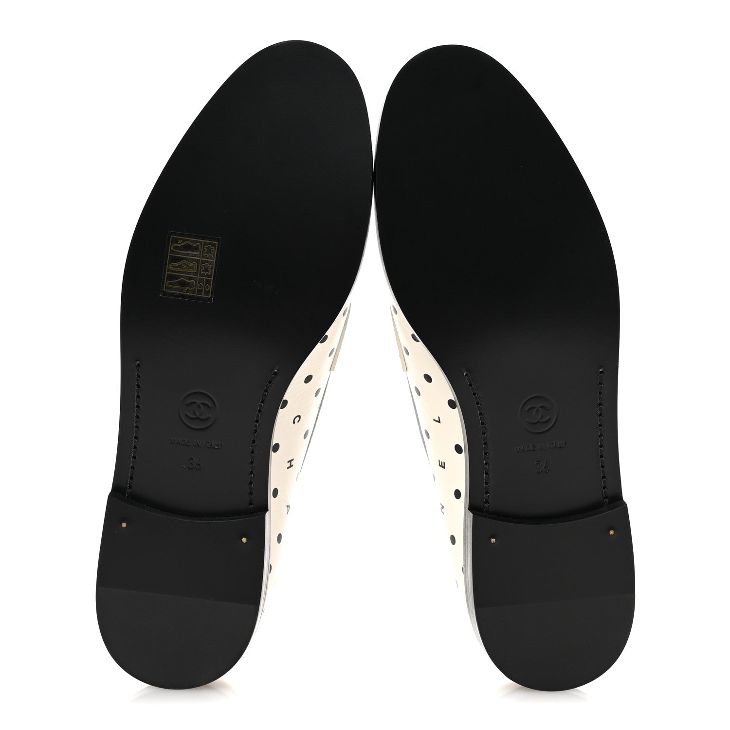 Chanel Printed Calfskin CC Dots Moccasin Loafers 36 Ivory Black 6 of 10