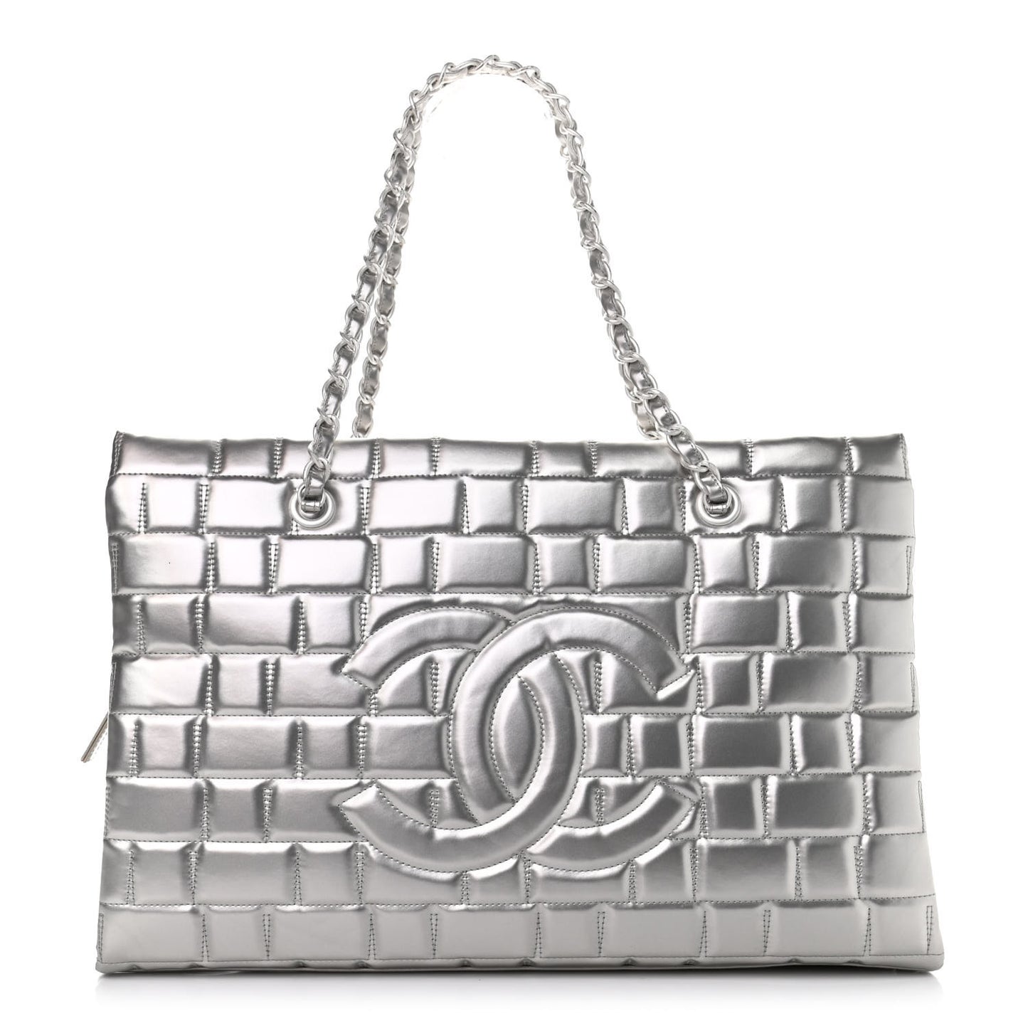 Vinyl Quilted Frozen Shopping Tote Silver