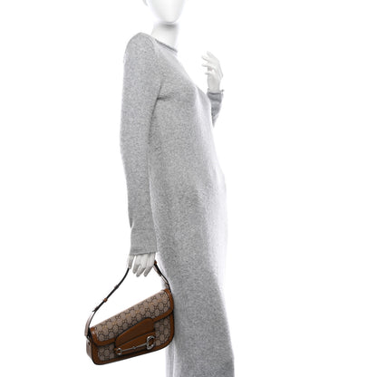 Gucci Monogram Small Horsebit 1955 Asymmetric Shoulder Bag Beige Brown Sugar 2 of 10