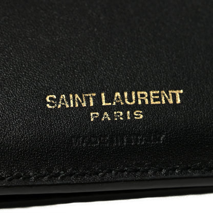 Saint Laurent Shiny Calfskin Crocodile Embossed Monogram Uptown Compact Wallet  Black 6 of 9