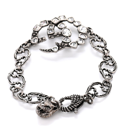 Gucci Oxidized Palladium Crystal Double G Bracelet Silver 3 of 5