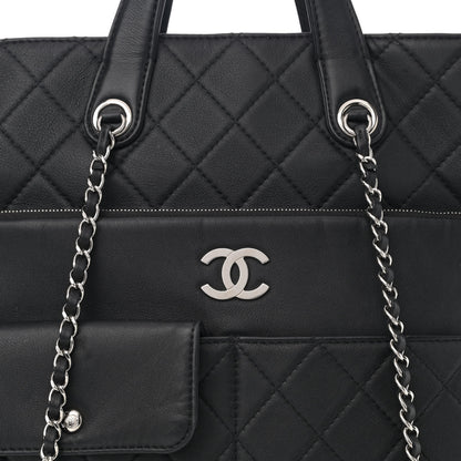 Chanel Calfskin Quilted Ultra Pocket Shopping Tote Black 8 of 13