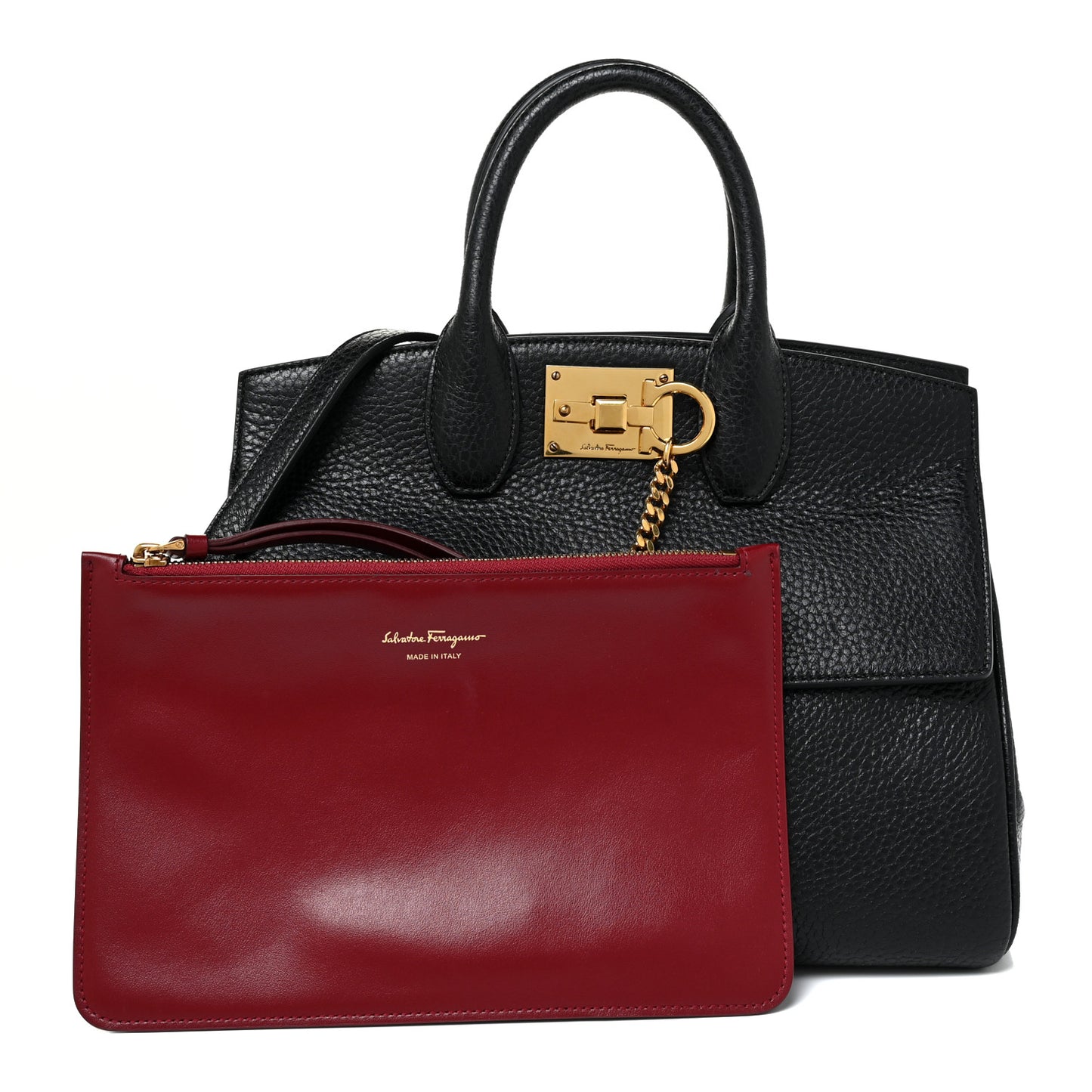 Hammered Calfskin Small Studio Rock Bag Black