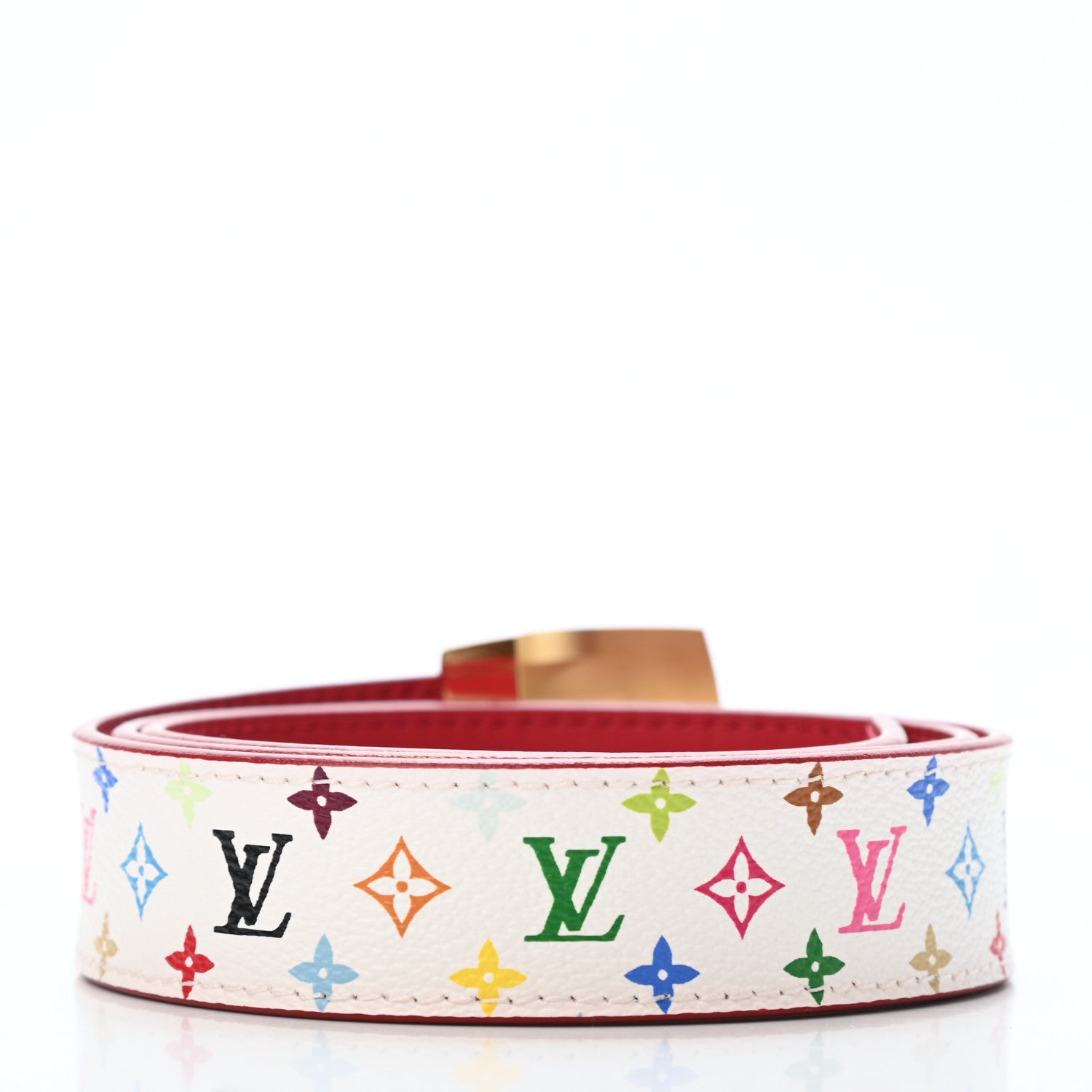 Louis Vuitton Monogram Multicolor LV Cut Reversible Belt 80 32 White Grenade 2 of 4