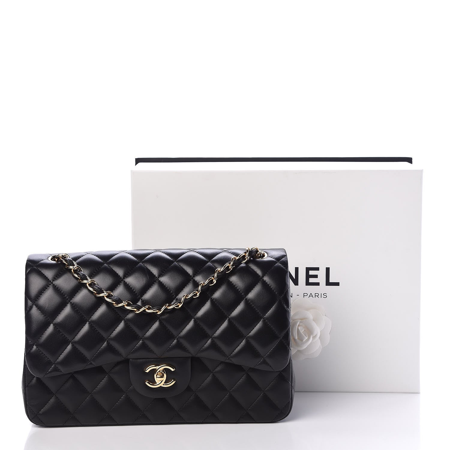 Chanel Lambskin Quilted Jumbo Double Flap Black 10 of 10
