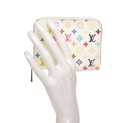 Louis Vuitton Monogram Multicolor Zippy Coin Purse Wallet White Litchi 2 of 6