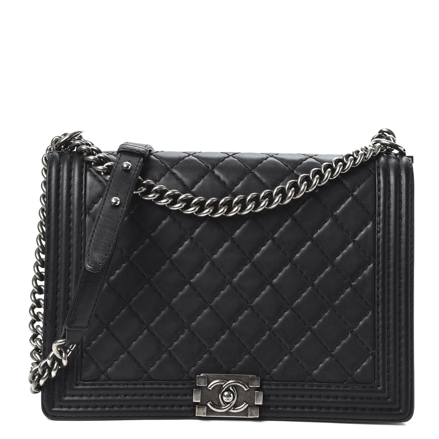 Chanel Lambskin Quilted Large Boy Flap Black 1 of 9
