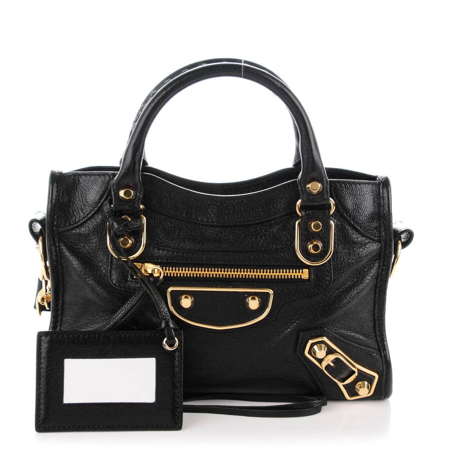 Chevre Gold Metallic Edge Hardware Mini City Black