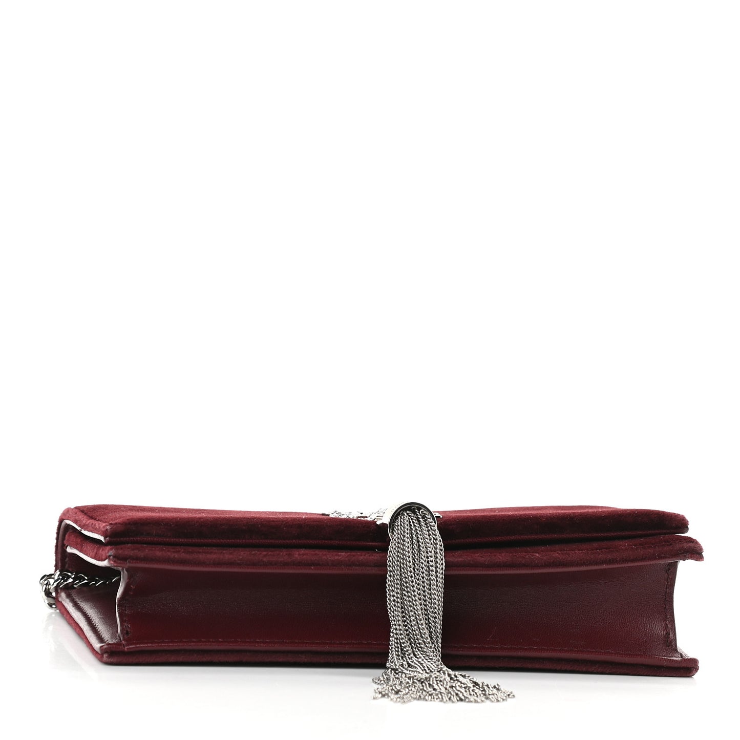 Velvet Crystal Monogram Kate Tassel Shoulder Bag Burgundy