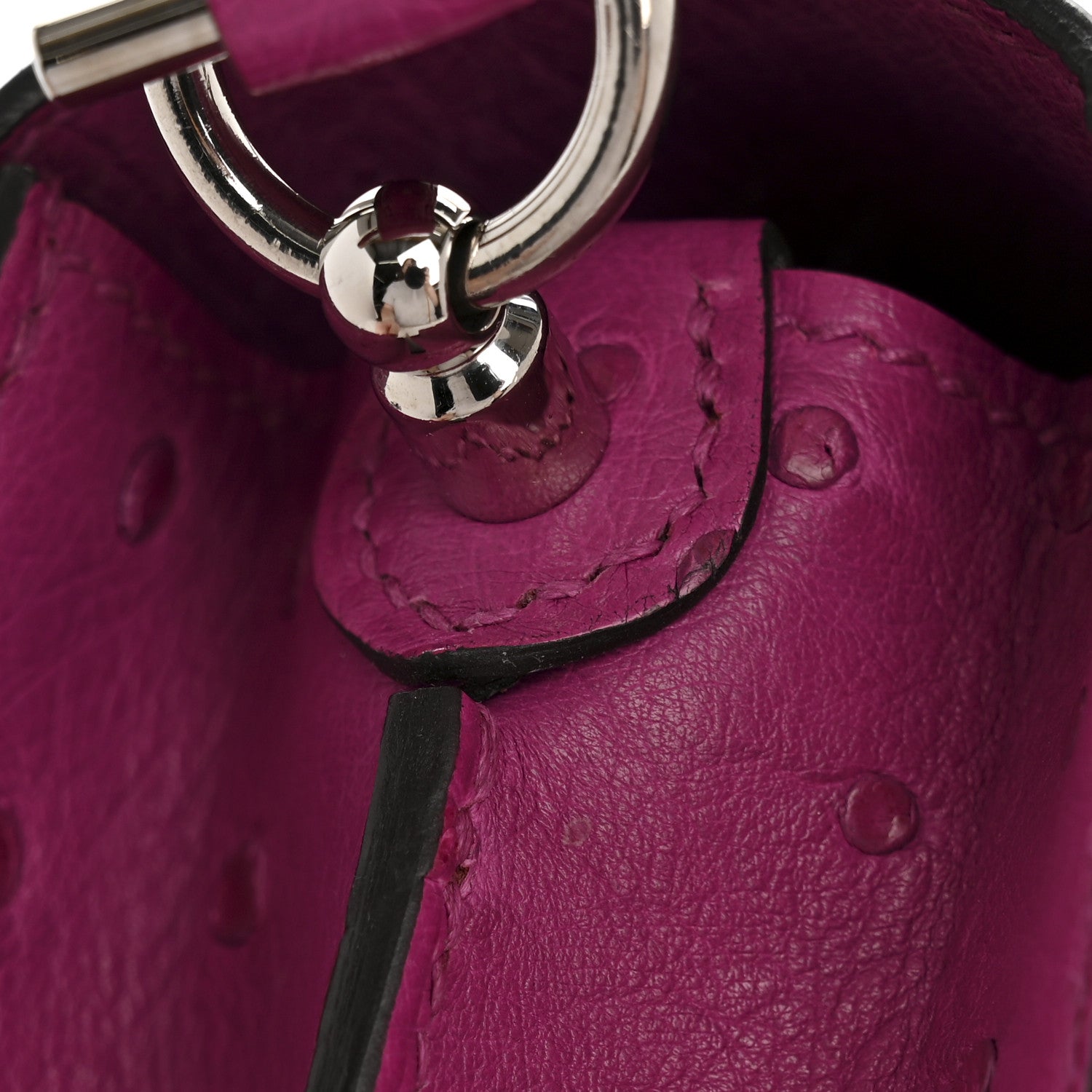 Hermes Ostrich Mini Sac Roulis Rose Pourpre 13 of 14