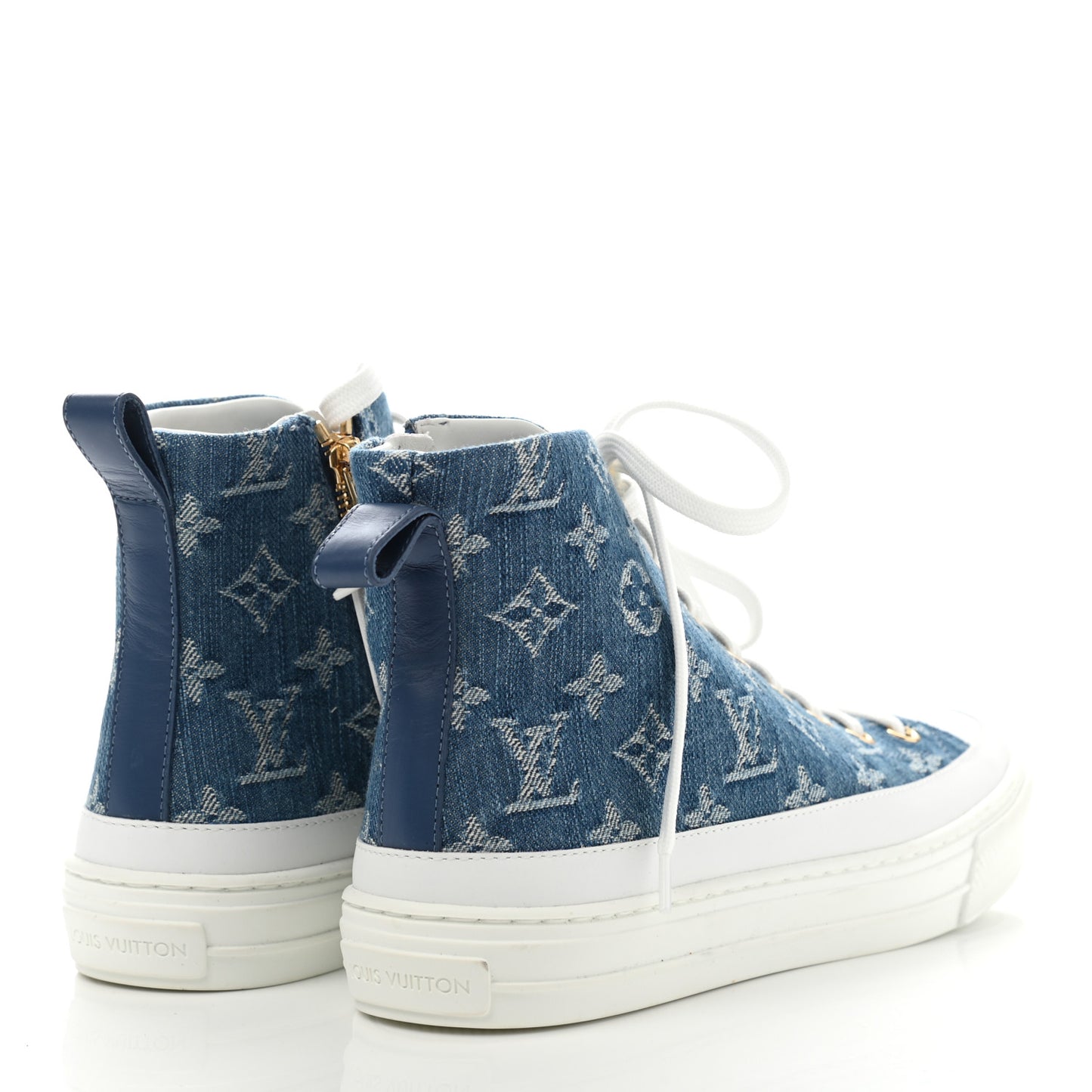 Denim Monogram Stellar Sneaker Boots 38.5 Bleu Jeans Blue