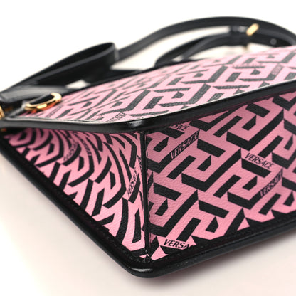 Versace Coated Canvas Large La Greca Signature Pouch Black Pink 7 of 8