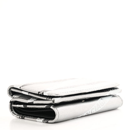 Balenciaga Metallic Calfskin Losange Monogram Mini Everyday Wallet Silver Black White 4 of 8