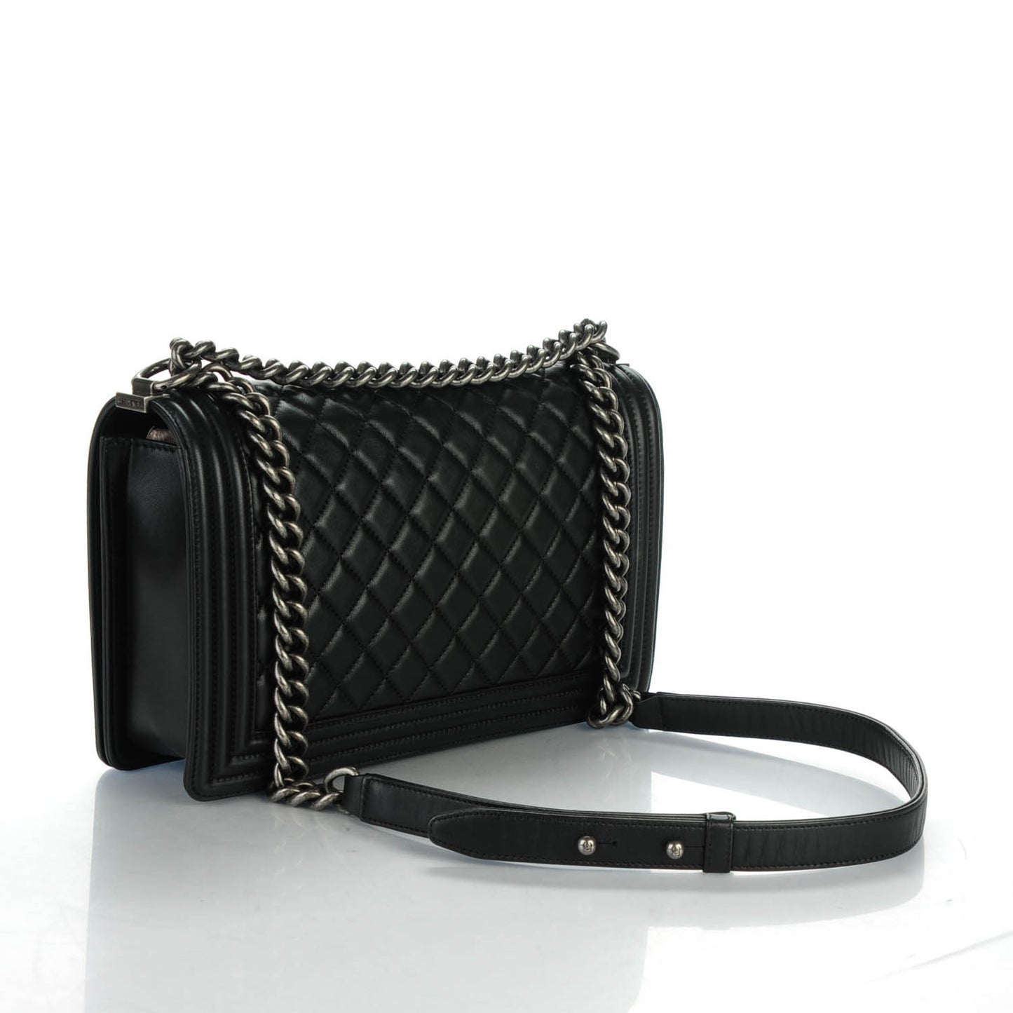 Lambskin Quilted New Medium Boy Flap Black