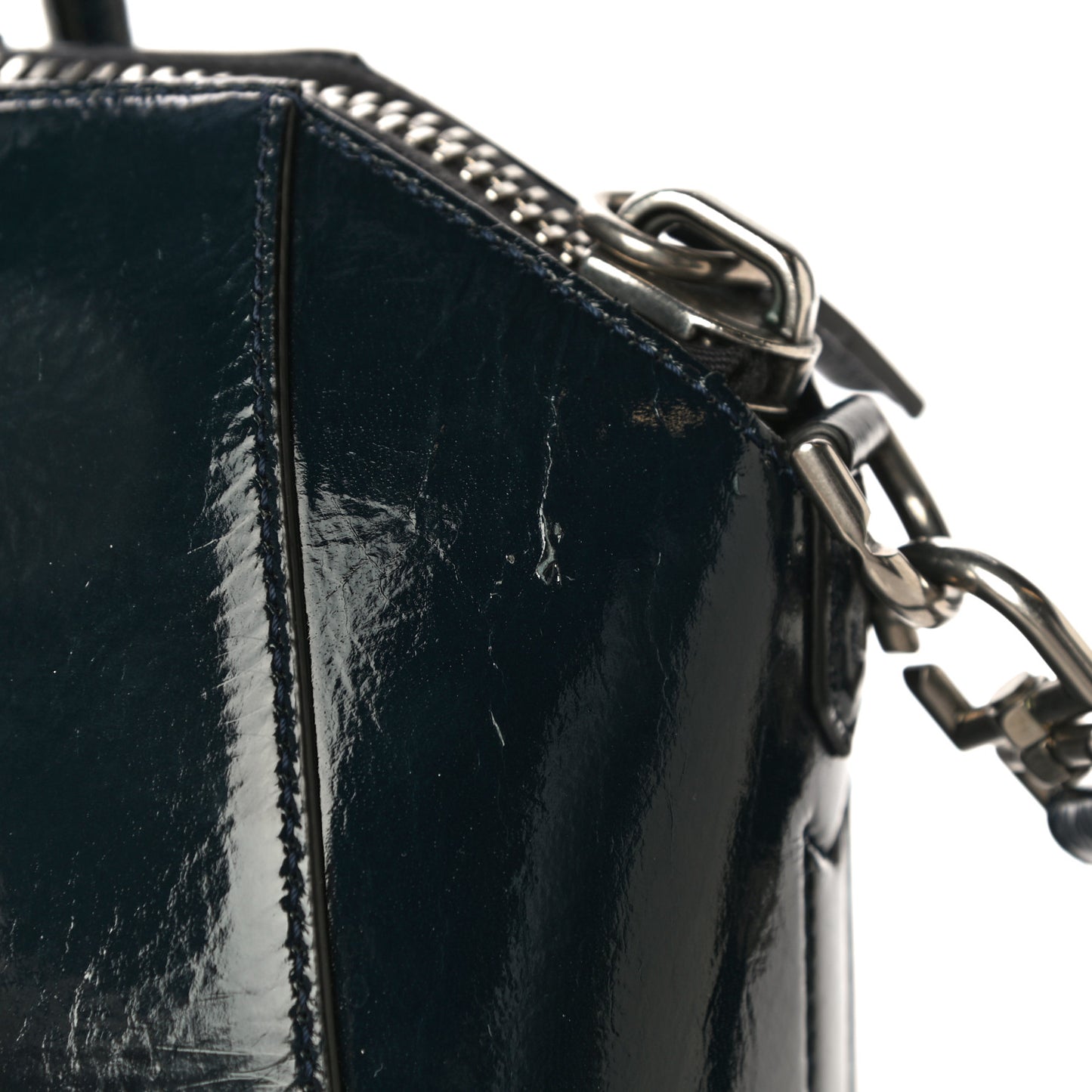 Textured Patent Calfskin Small Antigona Storm Blue