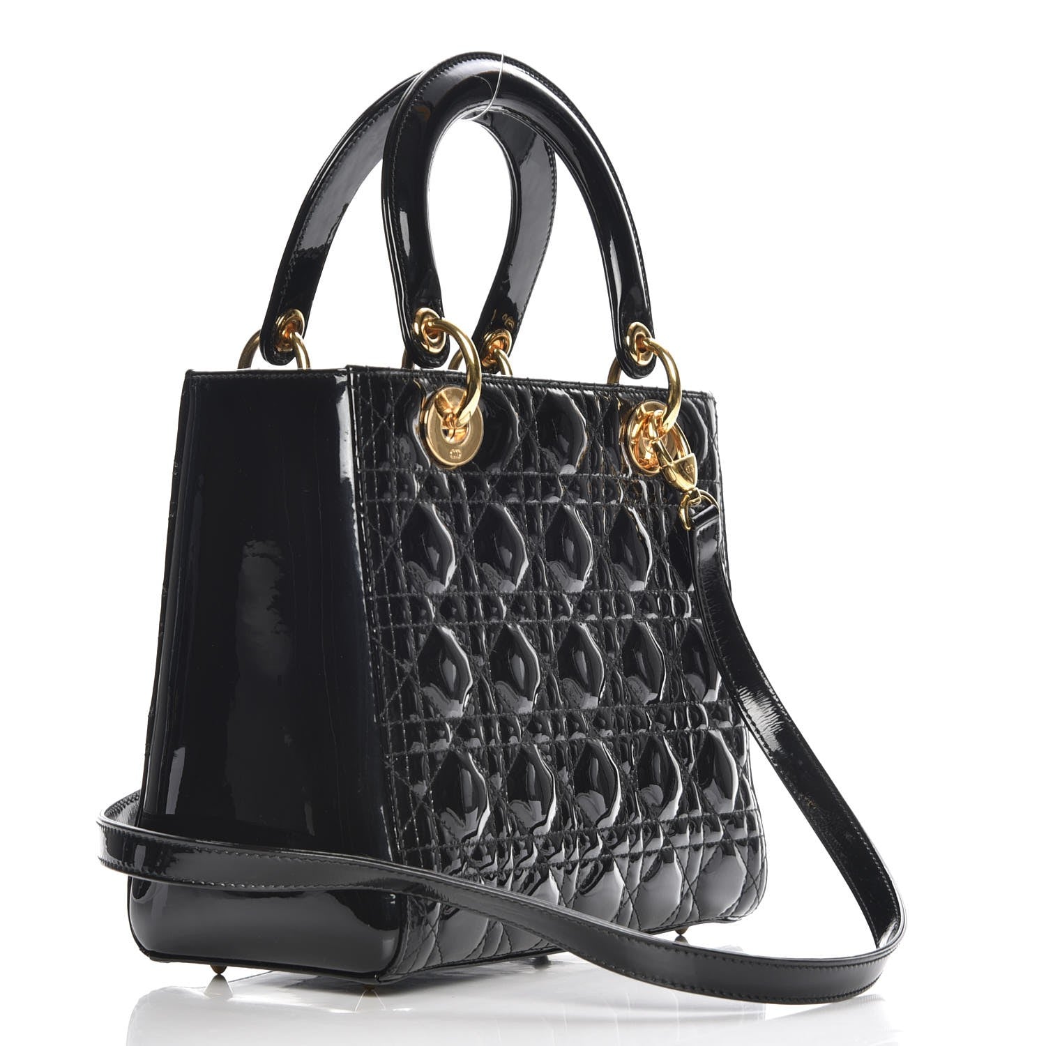Christian Dior Patent Cannage Medium Lady Dior Black 4 of 8