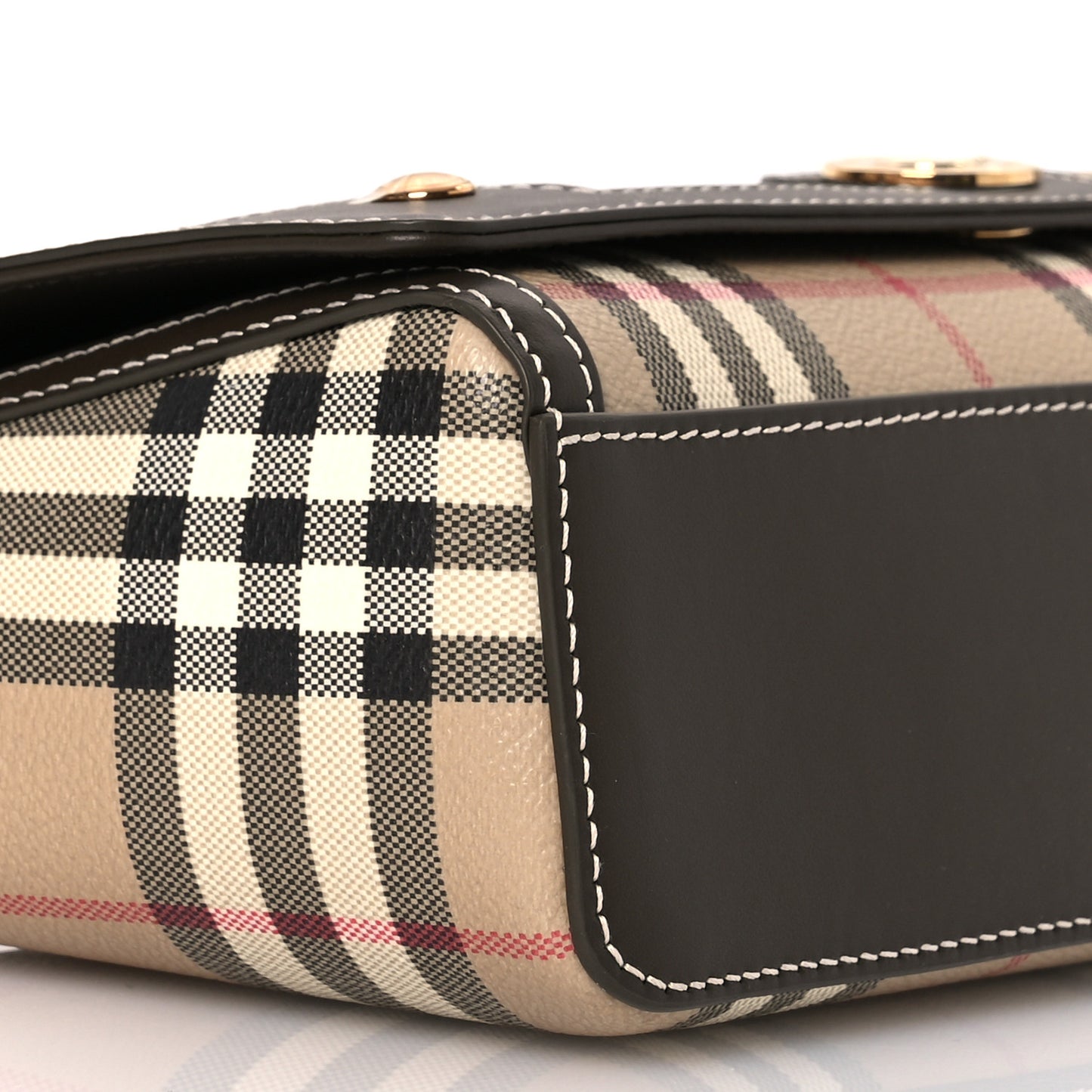Coated Canvas Calfskin Vintage Check Small Note Crossbody Bag Military