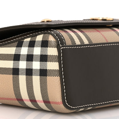 Burberry Coated Canvas Calfskin Vintage Check Small Note Crossbody Bag Military 9 of 11
