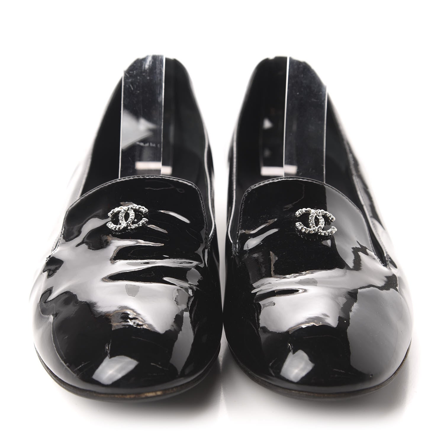 Chanel Patent Calfskin Pearl CC Loafers 40.5 Black 2 of 10