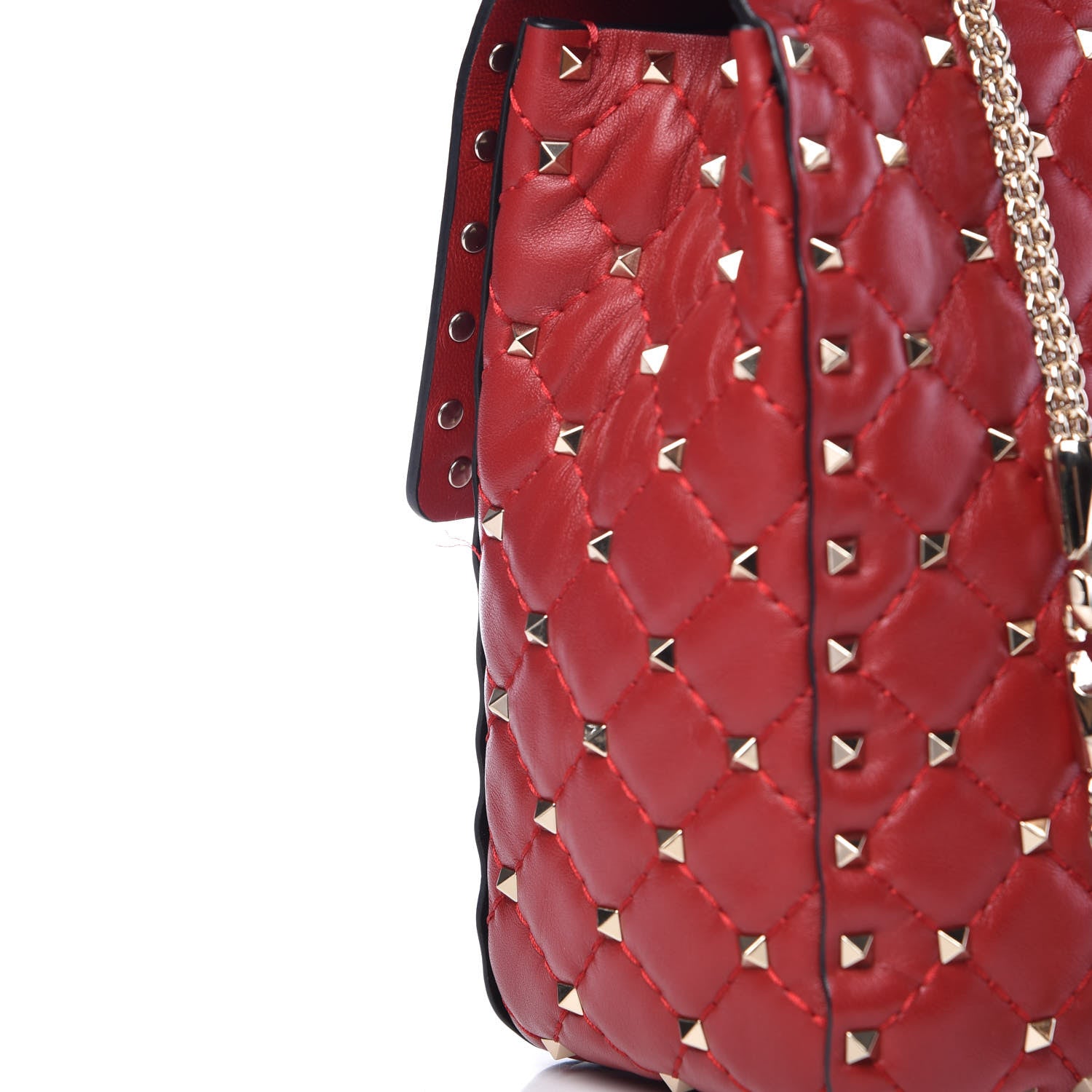 Valentino Garavani Lambskin Large Rockstud Spike Shoulder Bag Red 12 of 12