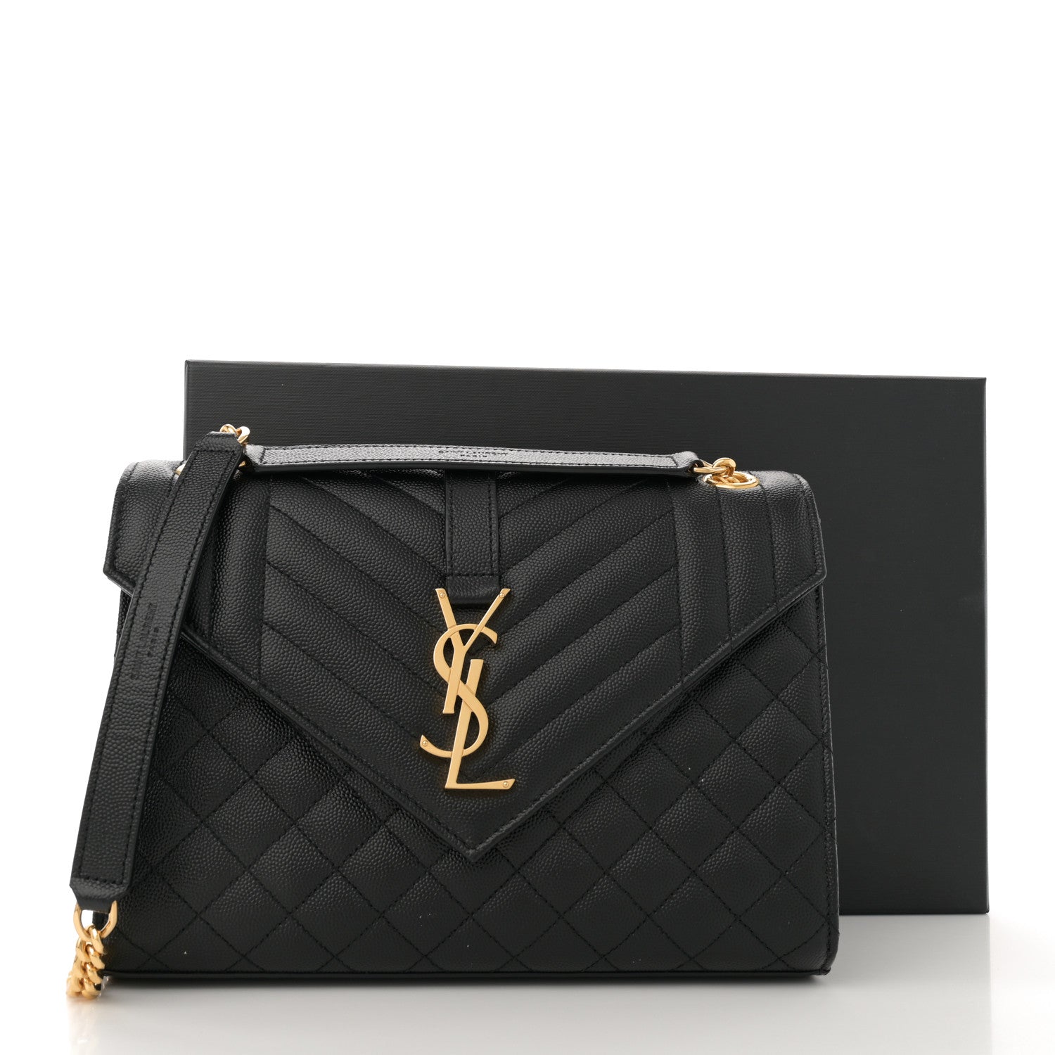 Saint Laurent Grain De Poudre Textured Mixed Matelasse Triquilt Medium Monogram Satchel Black 12 of 12