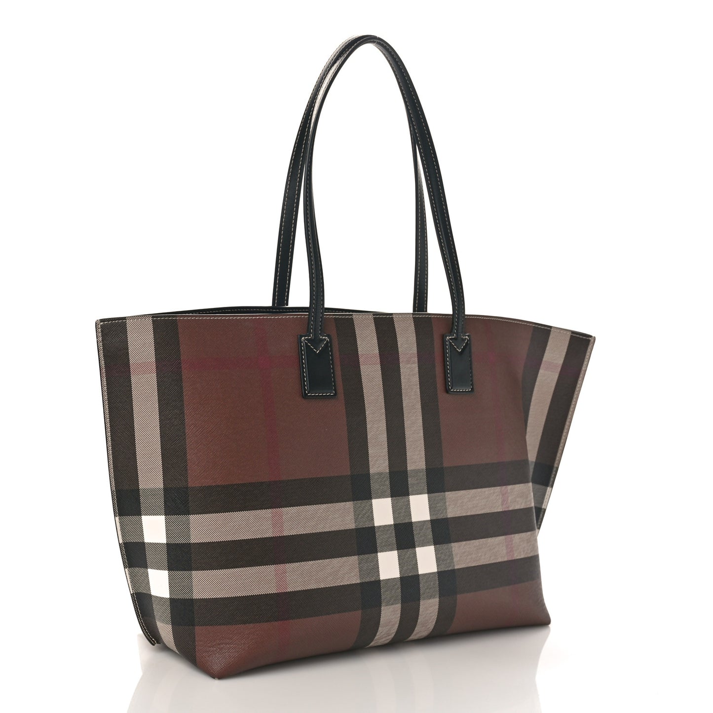 E-Canvas Check Medium Soft TB Tote Dark Birch Brown