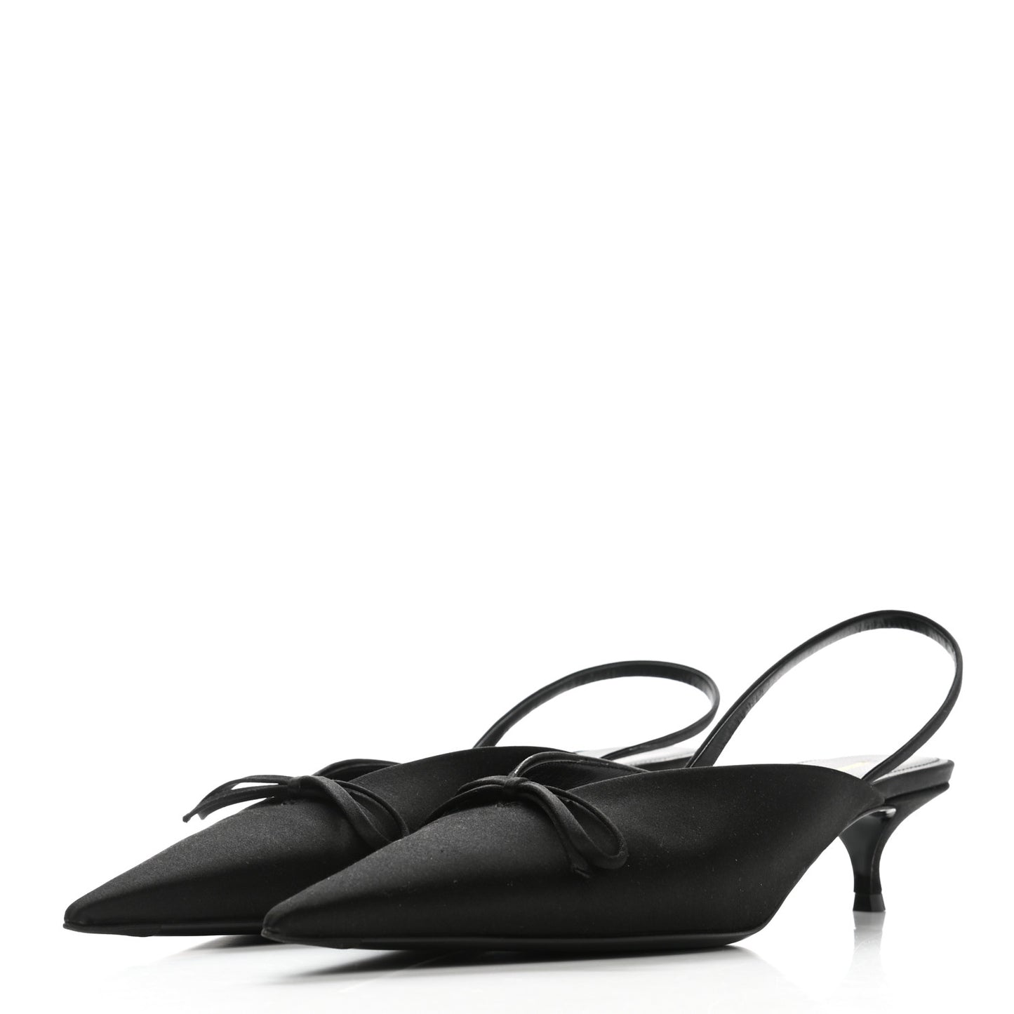 Satin Pointed Toe Knife Slingback 40mm Mules 39 Black