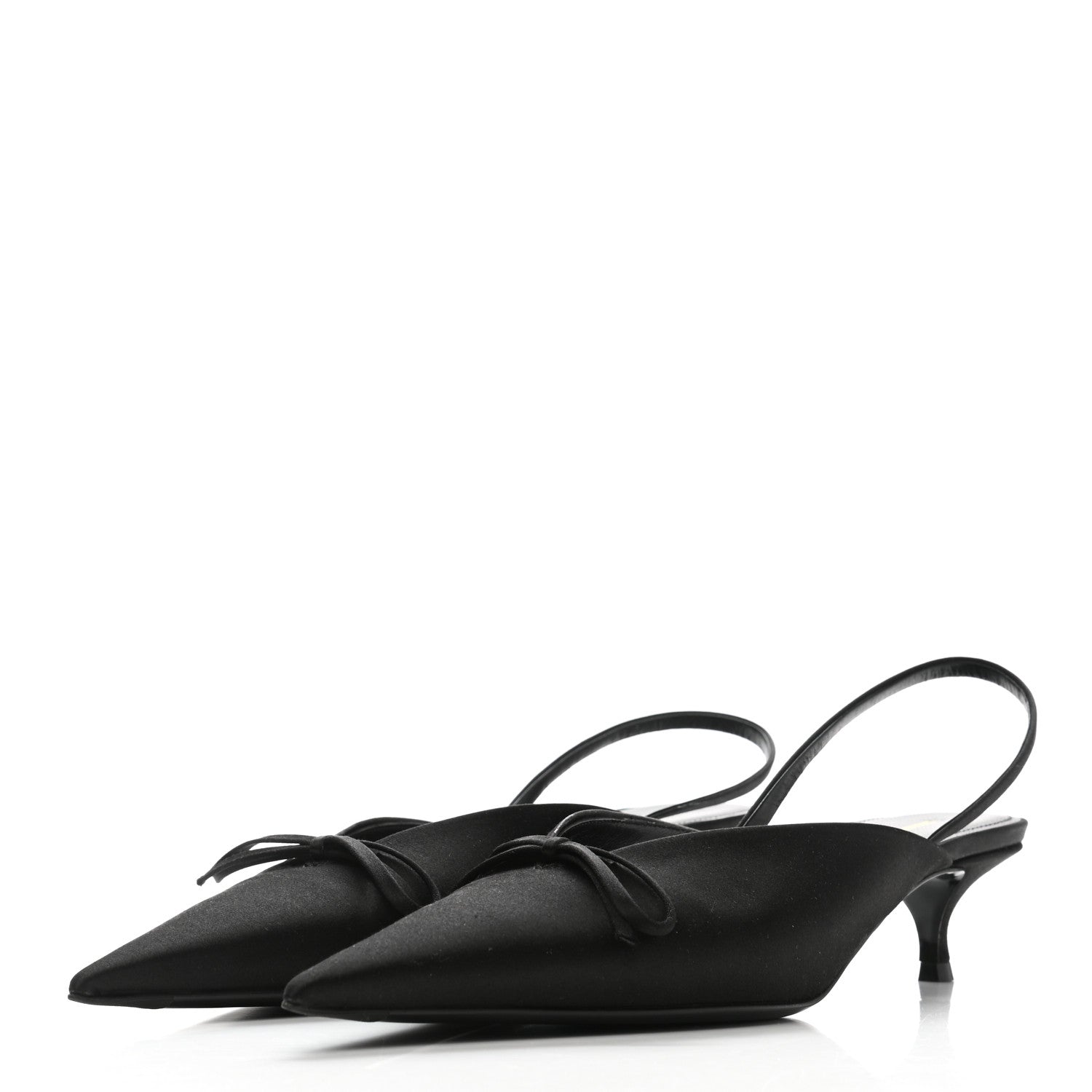 Balenciaga Satin Pointed Toe Knife Slingback 40mm Mules 39 Black 3 of 9
