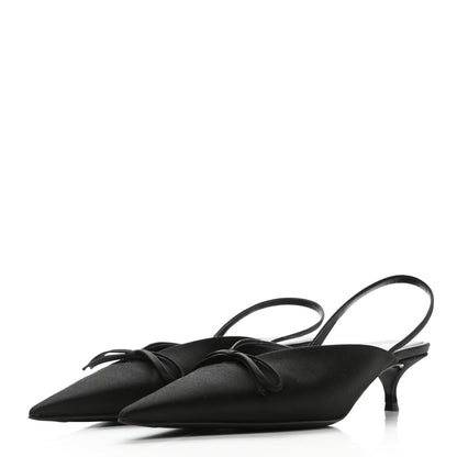 Balenciaga Satin Pointed Toe Knife Slingback 40mm Mules 39 Black 3 of 9