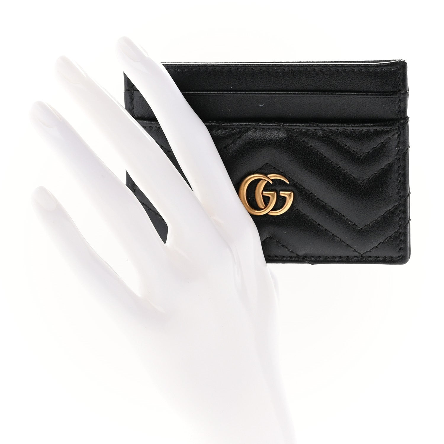 Gucci Calfskin Matelasse GG Marmont Card Holder Black 2 of 8