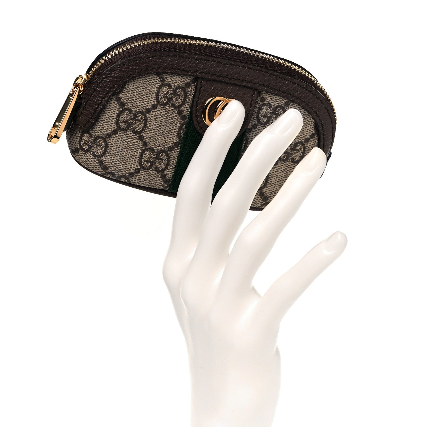 Gucci GG Supreme Monogram Web Ophidia Dome Key Pouch Beige New Acero 2 of 10