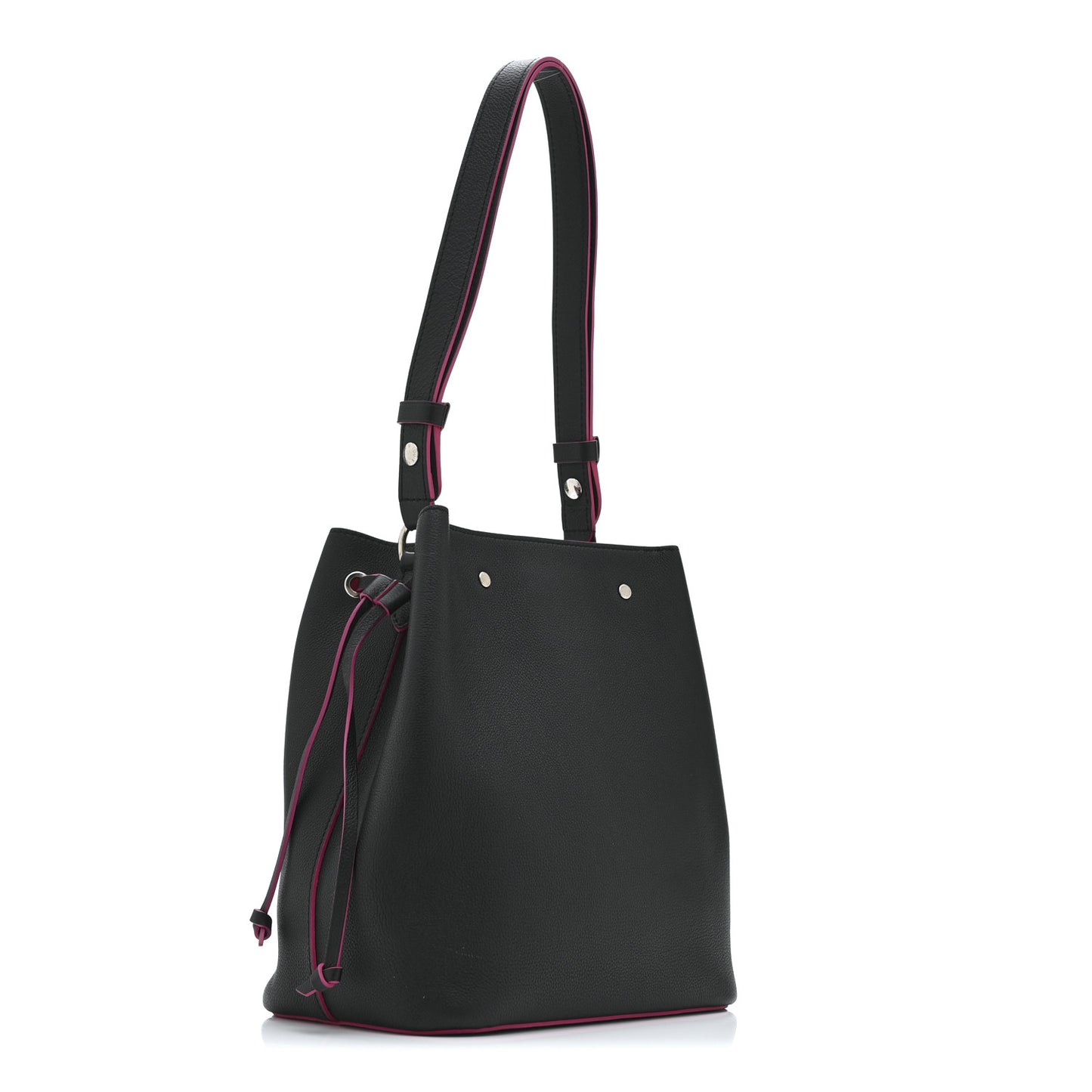 Calfskin Lockme Bucket Black
