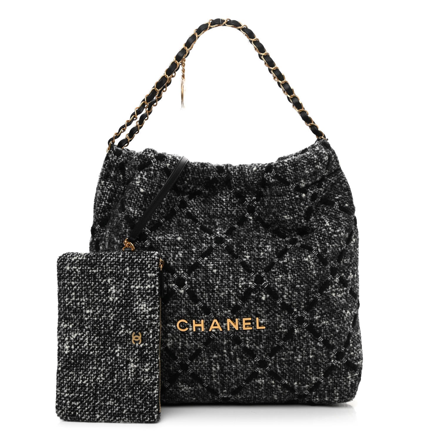 Chanel Tweed Quilted Chanel 22 Black Ecru 1 of 10