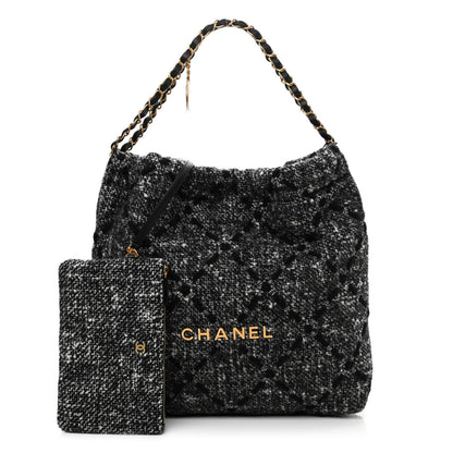 Chanel Tweed Quilted Chanel 22 Black Ecru 1 of 10