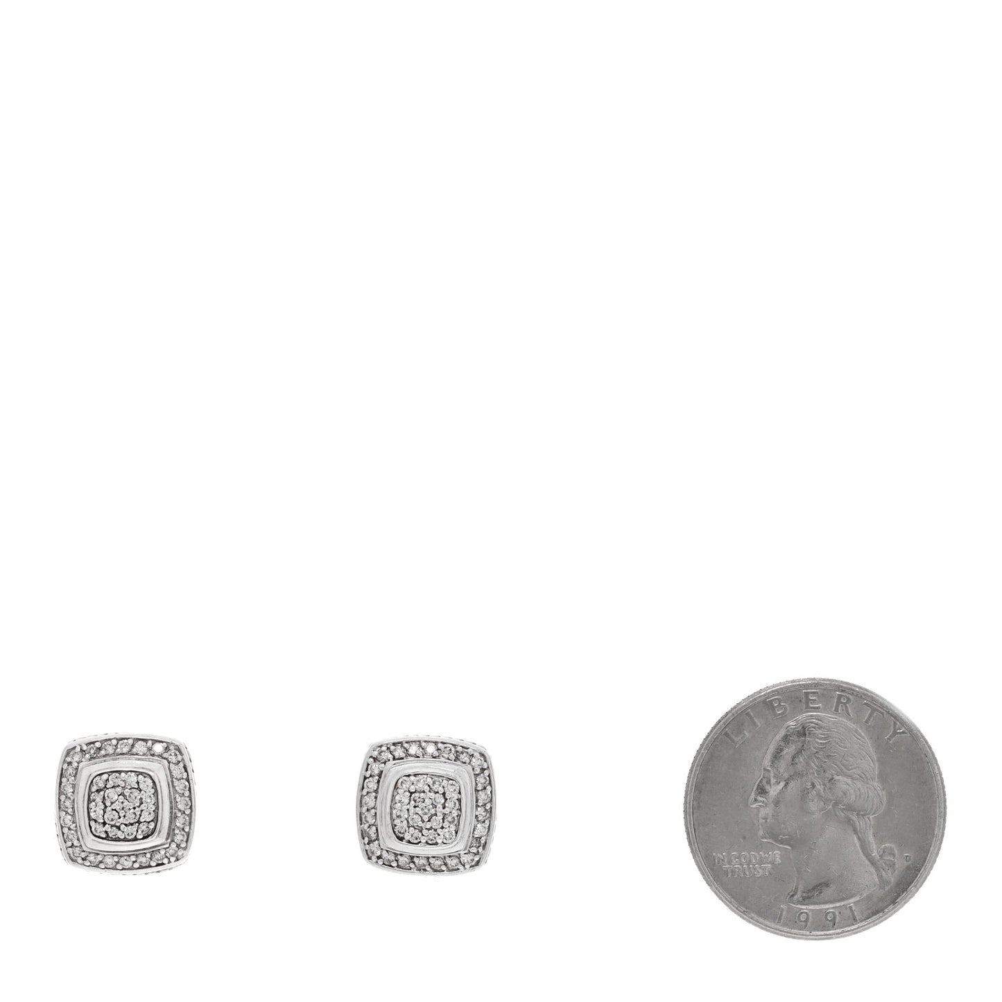 Sterling Silver Diamond 7mm Pave Albion Earrings