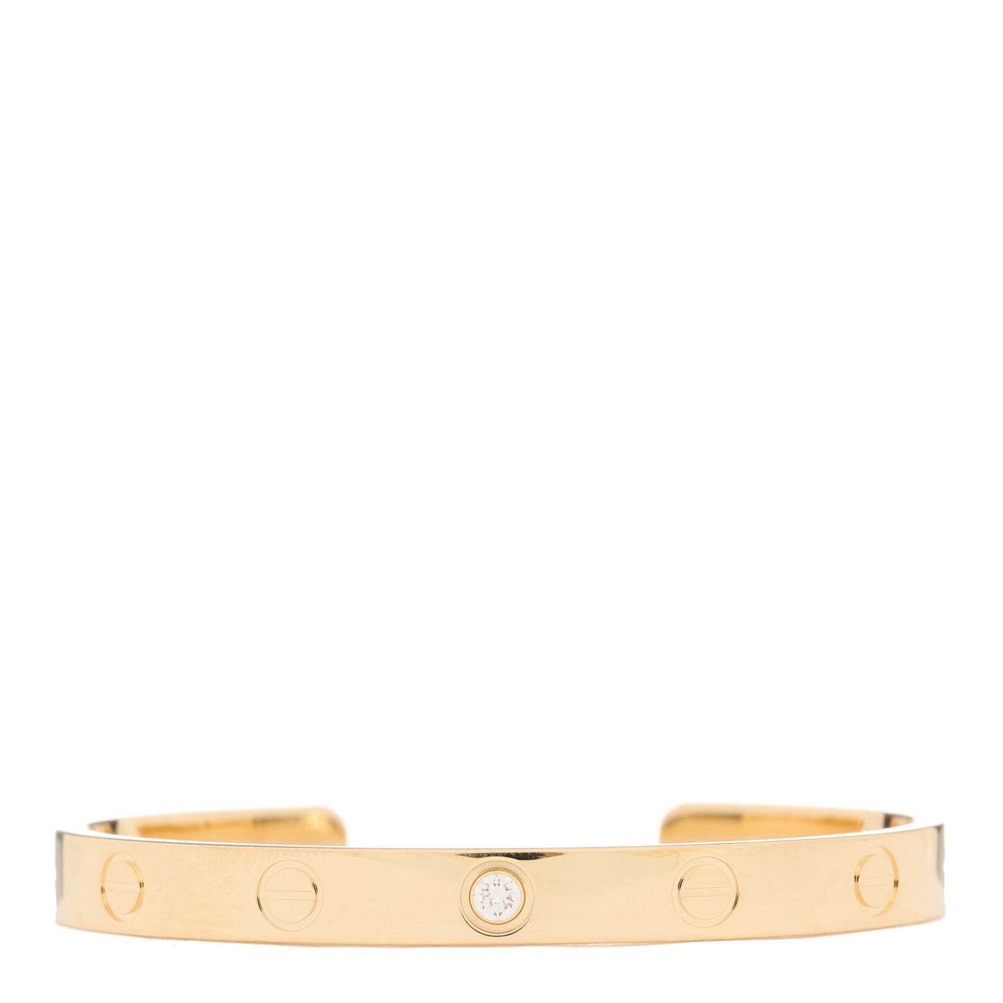 18K Yellow Gold 1 Diamond LOVE Cuff Bracelet 16