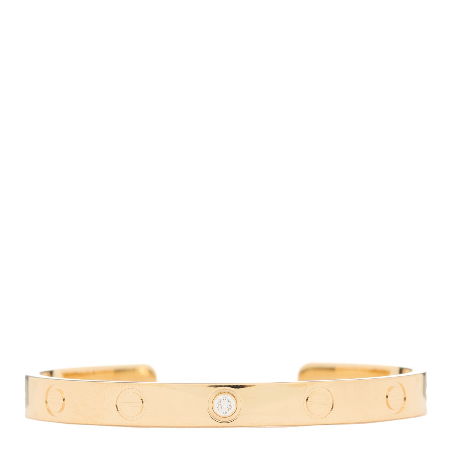 Cartier 18K Yellow Gold 1 Diamond LOVE Cuff Bracelet 16 1 of 3
