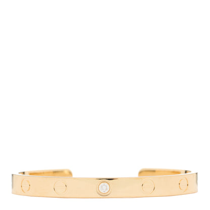 Cartier 18K Yellow Gold 1 Diamond LOVE Cuff Bracelet 16 1 of 3