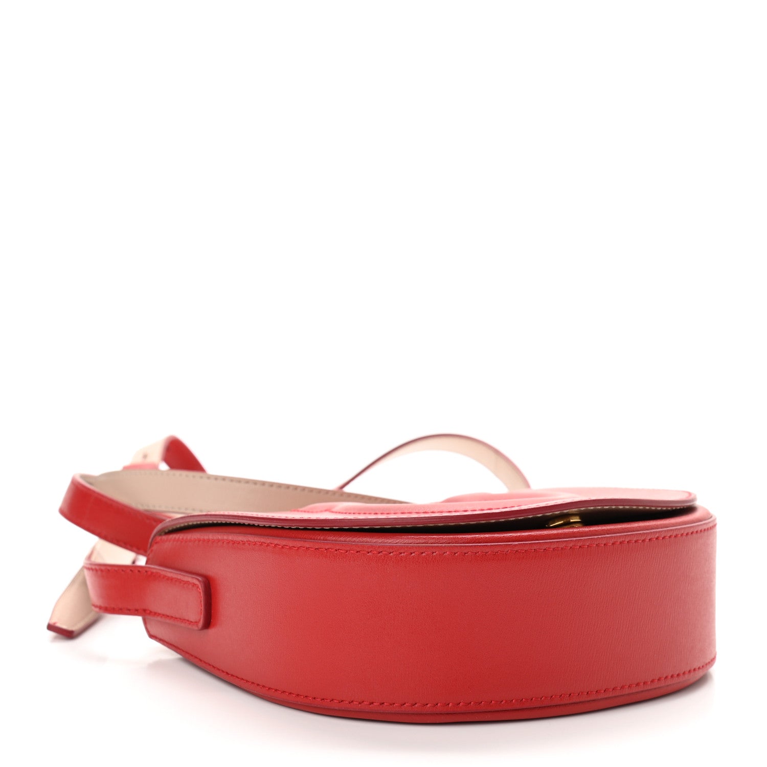 Salvatore Ferragamo Calfskin Gancio City Saddle Bag Red 4 of 9
