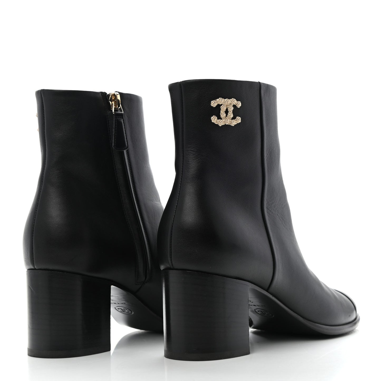 Calfskin CC Ankle Boots 38 Black