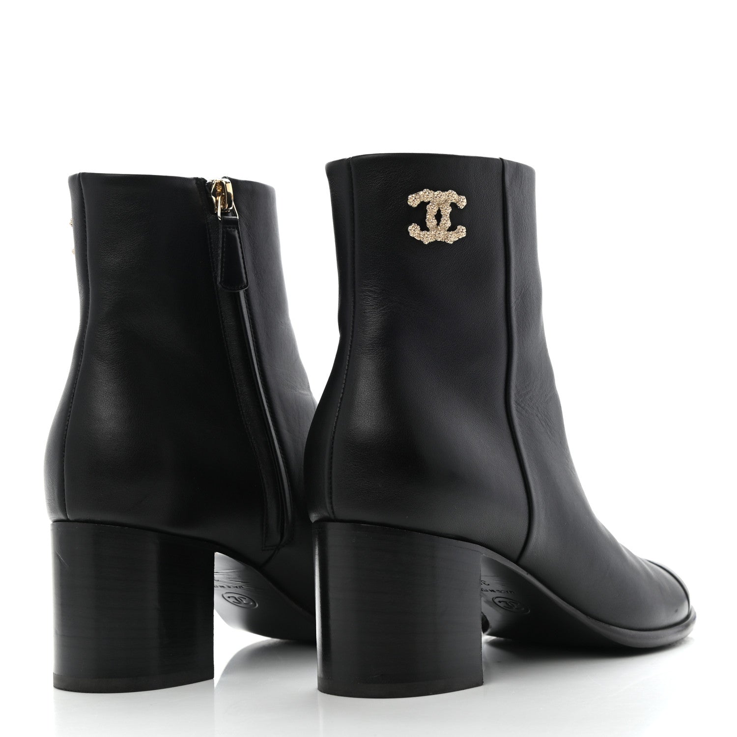 Chanel Calfskin CC Ankle Boots 38 Black 4 of 8