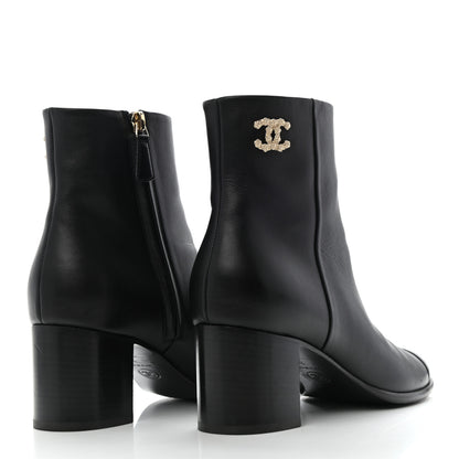 Chanel Calfskin CC Ankle Boots 38 Black 4 of 8