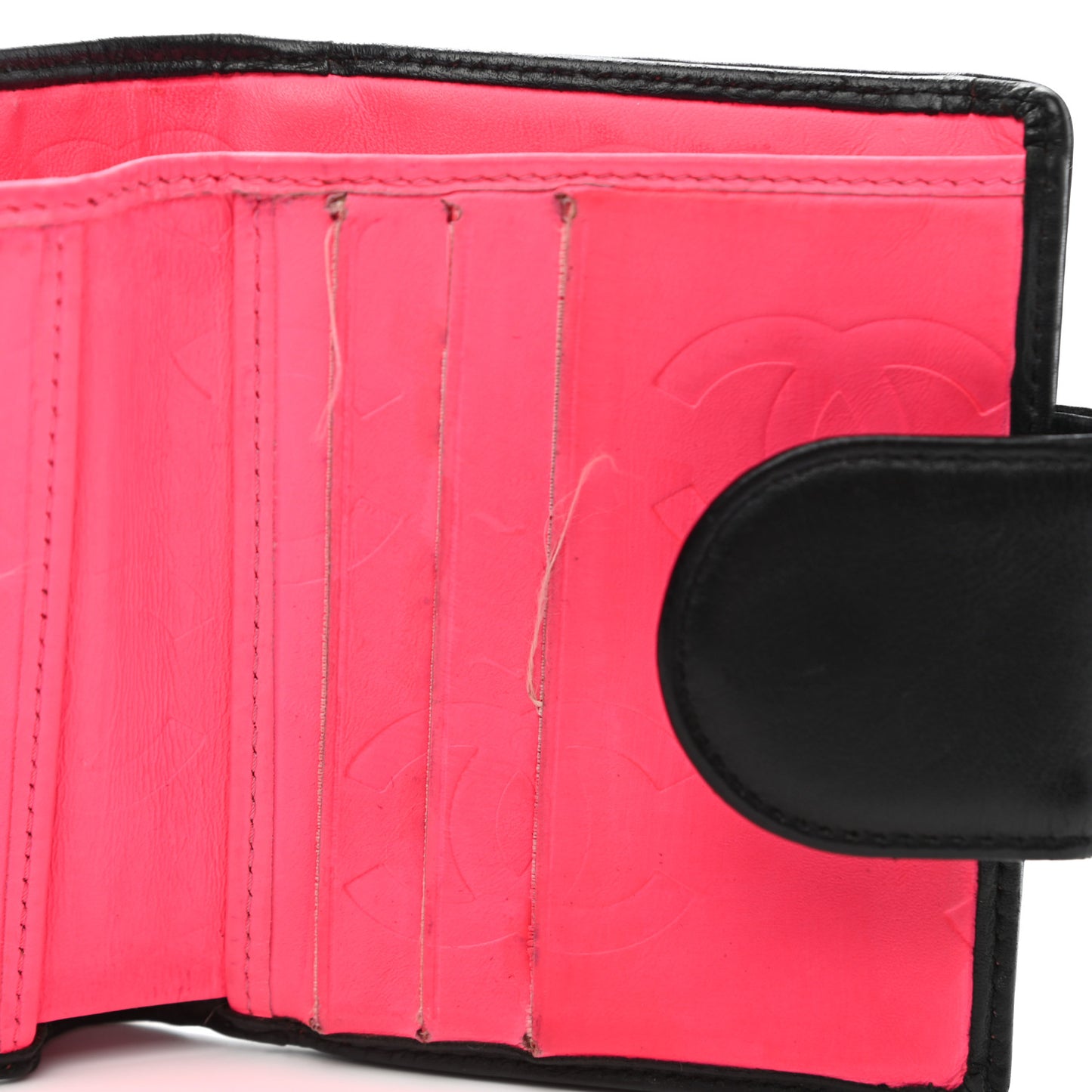 Calfskin Quilted Cambon Bi-Fold Wallet Black White