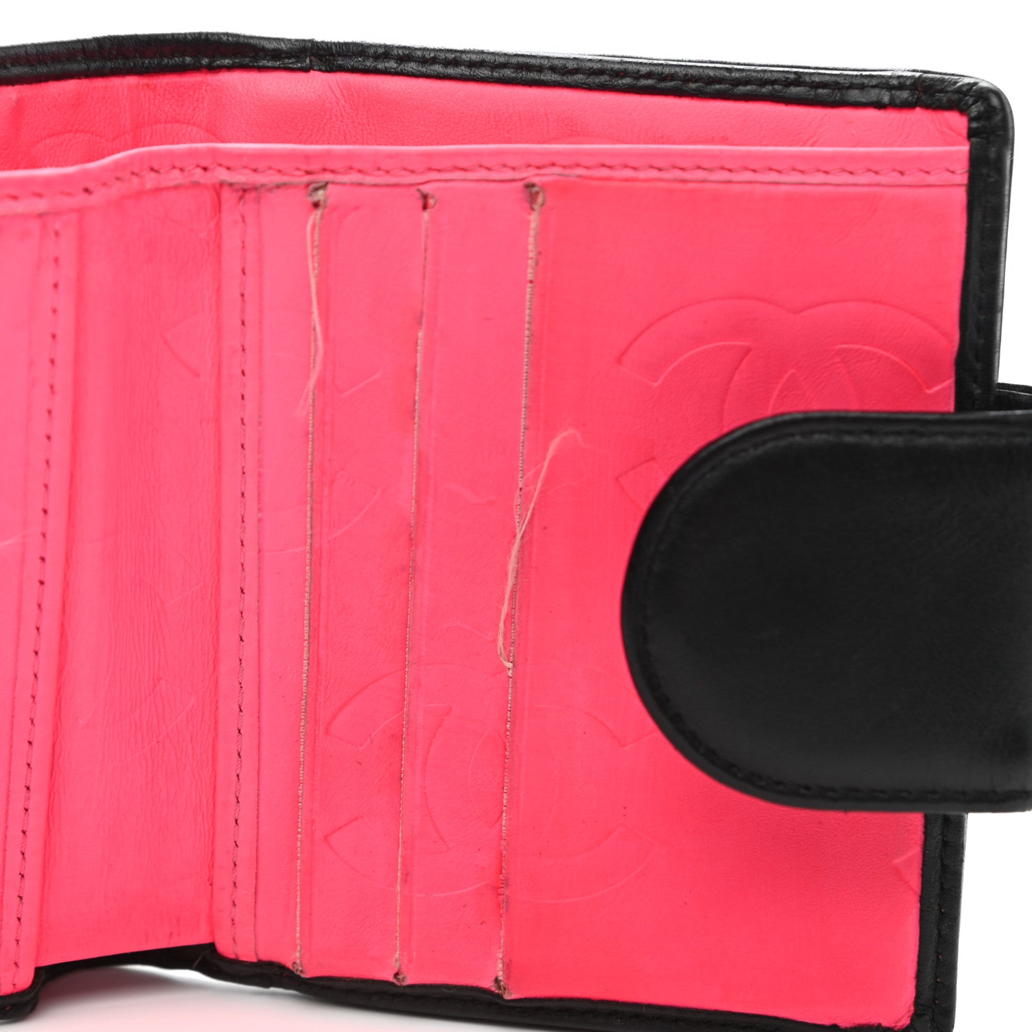 Chanel Calfskin Quilted Cambon Bi-Fold Wallet Black White 8 of 9