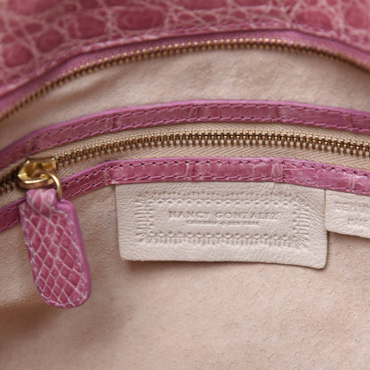 Nancy Gonzalez Crocodile Woven Shoulder Bag Pink 8 of 11