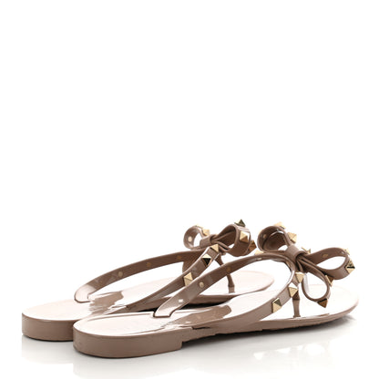 Valentino Garavani PVC Jelly Rockstud Bow Thong Sandals 38 Poudre 4 of 7